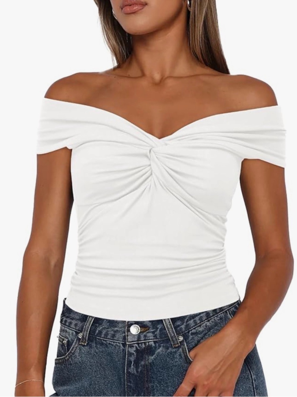 Twist Front 🤍 Off The Shoulder Top